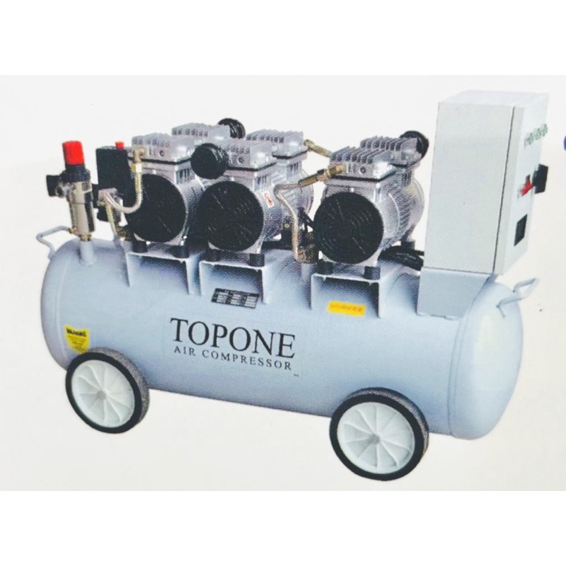 無油式靜音空壓機TOPONE 5.5HP 62L HDair7.5HP90L六汽缸220V牙醫診所齒模 汽車美容－空壓・氣動噴漆設備商品實體照片