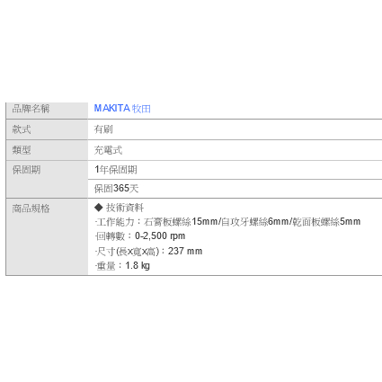MAKITA牧田18V充電式自攻牙起子機(DFS251RTE) 商品圖片 3
