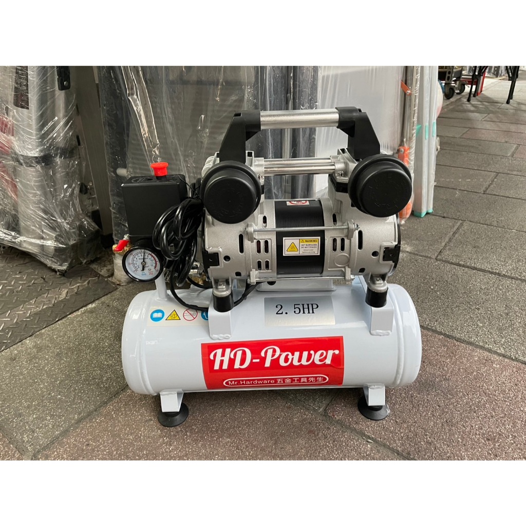 台北工具 雙缸2.5HP10L無油靜音空壓機 空氣壓縮機 木工裝修 噴漆修補 商品圖片 2